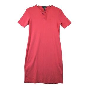 Lauren Ralph Lauren 100% Cotton Medium VTG Red Knit Dress Bodycon Tee Shirt